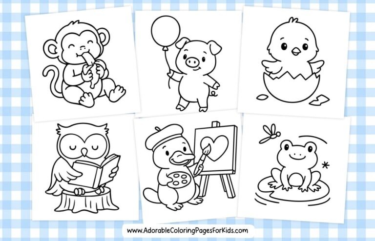 Free printable animal coloring page for kids – cute zoo, farm, and sea animals