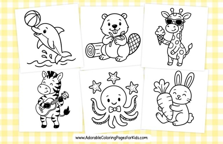 Free printable animal coloring page for kids – cute zoo, farm, and sea animals