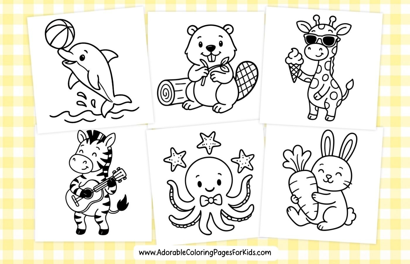 Free printable animal coloring page for kids – cute zoo, farm, and sea animals